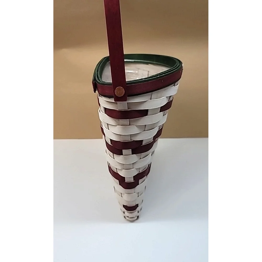 Longaberger Happy Holidays White/Red & Green Door/Flower Basket + Plastic Liner